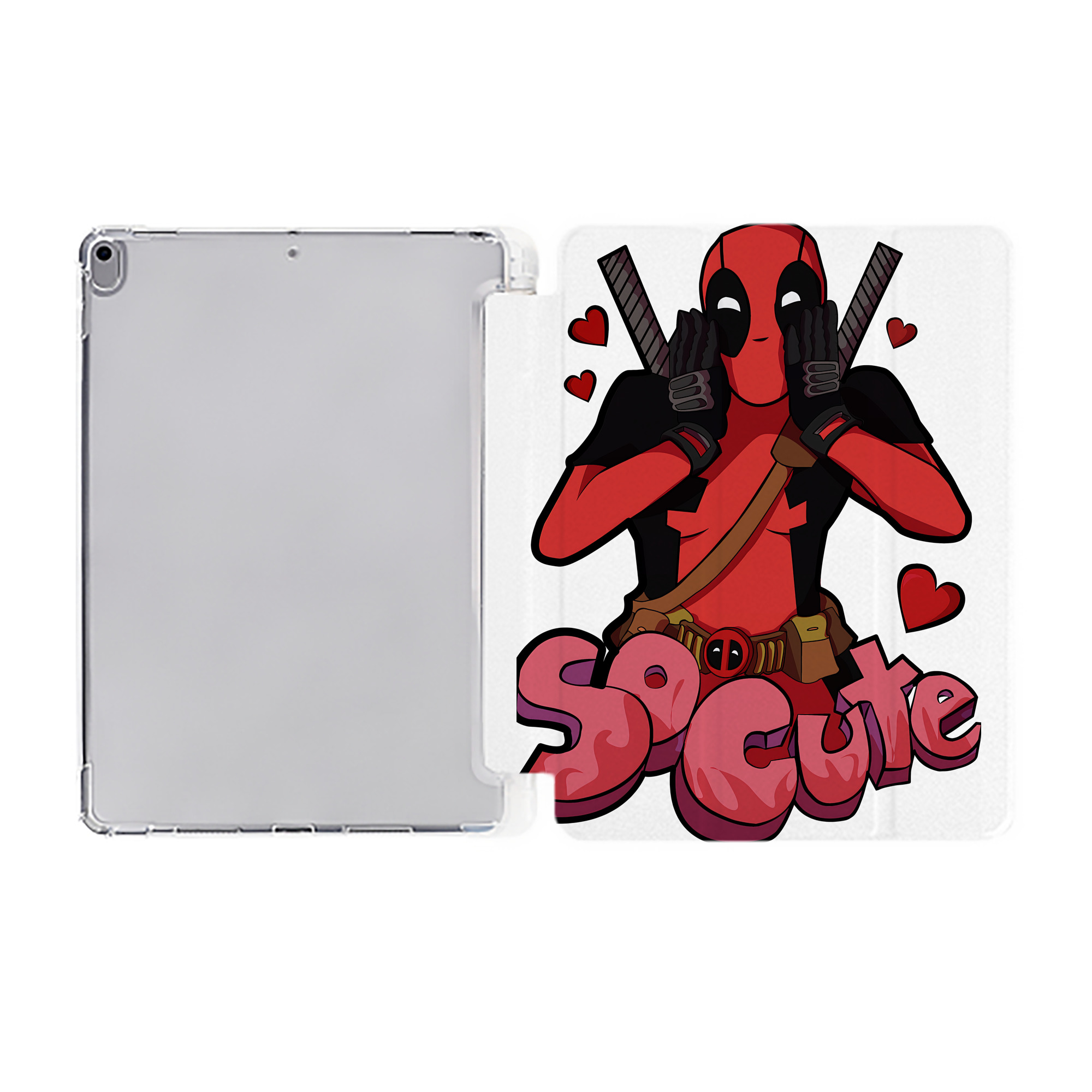 （画像用） Deadpool デッドプール IPad ケース ペン収納付き 三つ折りスタンド PUレザー×シリコン 対応機種9.5/10.5/10.9インチ
